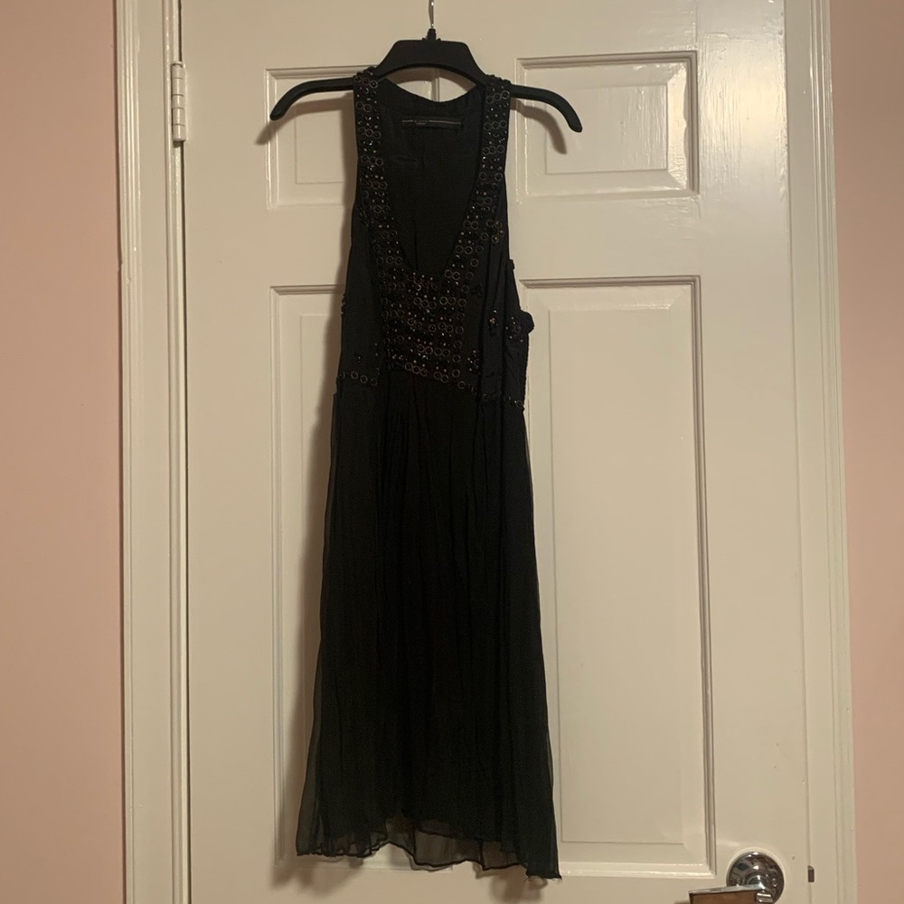 blank LONDON black beaded party dress chiffon